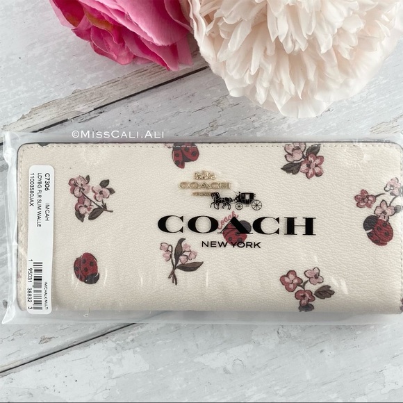 NWT COACH 🐞Ladybug Floral Slim Long Wallet Bag - Picture 8 of 13